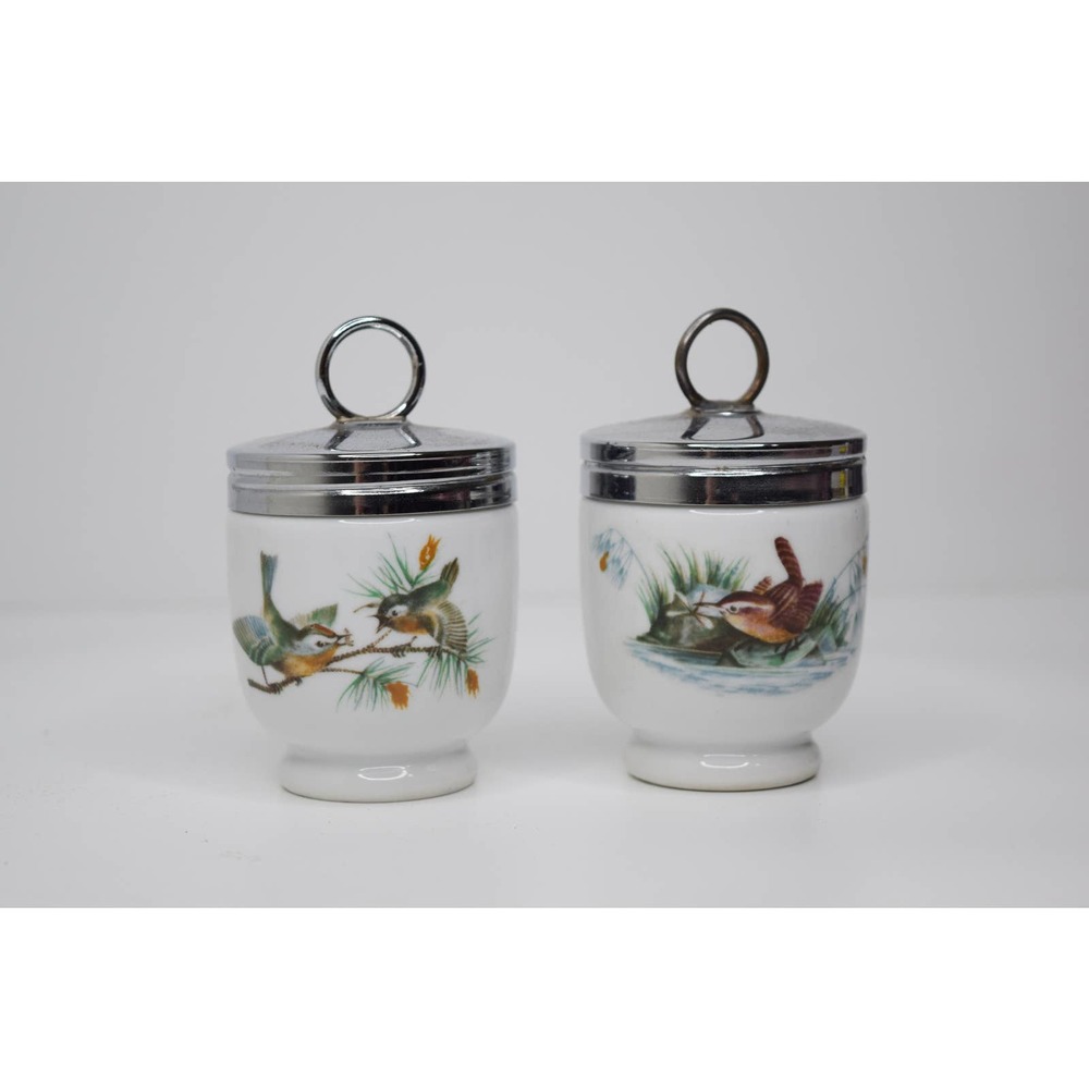 ROYAL WORCESTER vintage set of 2 of porcelain 'birds' egg coddlers